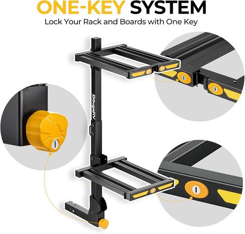 BougeRV Hitch Ski Snowboard Rack with Security Lock Folding and Tilting for Trunk Access Fit for 2" Receiver, Max Load 6 Pairs of skis or 4 Snowboards in Saudi Arabia
