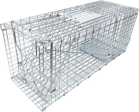 Folding Large Collapsible Humane Live Animal Cage Trap No-Kill Trapping Kit for Humane Catch Release Rabbits, Stray Cat, Squirrel, Raccoon, All Fit Sized Animals, Heavy Duty, 2-Doors 32"x11.5"x12.5" in Saudi Arabia