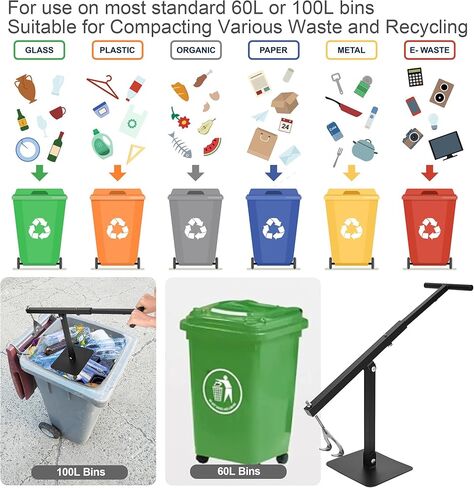 ikare Manual Trash Compactor for 60-100L Bins, Trash Compactor for Kitchen, Portable Small Trash Compactor, Waste Bin Compactor for Fast Food Restaurant in Kuwait