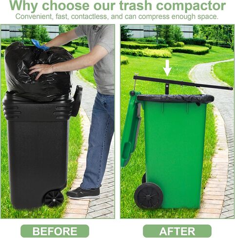 Touchless Manual Trash Compactor - Trash Can Compactor for Kitchen, Iron Trash Bin Compactor for Outdoor, Garbage Compactor for 60-100l Wheelie Bins in Kuwait