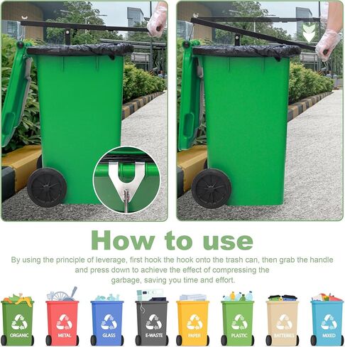 Touchless Manual Trash Compactor - Trash Can Compactor for Kitchen, Iron Trash Bin Compactor for Outdoor, Garbage Compactor for 60-100l Wheelie Bins in Kuwait