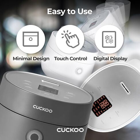 CUCKOO CR-0375FG 3 أكواب (غير مطبوخة) / 6 أكواب (مطبوخة) جهاز طهي الأرز ميكوم وسخان مع وعاء داخلي غير لاصق، 10 أوضاع للقائمة، شاشة LCD، تقنية المنطق الضبابي، التنظيف التلقائي (رمادي) in Kuwait