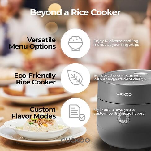 CUCKOO CR-0375FG 3 أكواب (غير مطبوخة) / 6 أكواب (مطبوخة) جهاز طهي الأرز ميكوم وسخان مع وعاء داخلي غير لاصق، 10 أوضاع للقائمة، شاشة LCD، تقنية المنطق الضبابي، التنظيف التلقائي (رمادي) in Kuwait