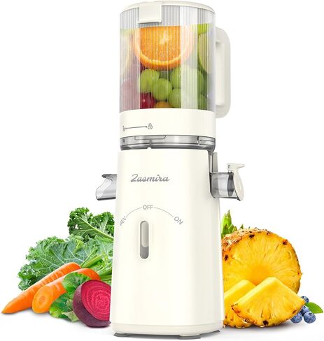 Cold Press Juicer, Updated Masticating Juicer Machines with 5" Feeding Chute Fit Whole Fruits &Vegetables, 99.6% Juice Purity, Streamlined Parts Easier to Clean/1.5L Capacity/2 Cups Included in Saudi Arabia