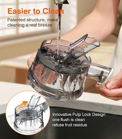 Cold Press Juicer, Updated Masticating Juicer Machines with 5" Feeding Chute Fit Whole Fruits &Vegetables, 99.6% Juice Purity, Streamlined Parts Easier to Clean/1.5L Capacity/2 Cups Included in Saudi Arabia