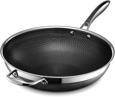 HexClad Hybrid Nonstick 12-Inch Wok, Stay-Cool Handle, Dishwasher and Oven Safe, Compatible with All Cooktops, Induction Ready in Saudi Arabia