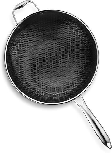 HexClad Hybrid Nonstick 12-Inch Wok, Stay-Cool Handle, Dishwasher and Oven Safe, Compatible with All Cooktops, Induction Ready in Saudi Arabia
