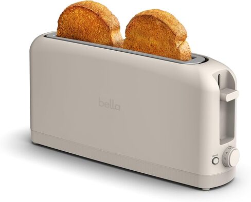 bella 2 Slice Slim Toaster, Fits-anywhere™ Kitchenware, 6 Setting Shade Control with Reheat & Cancel Buttons, Removable Crumb Tray, 10" Long Slot, Anti Jam & Auto Shutoff, 900 Watt, Oatmilk in Saudi Arabia