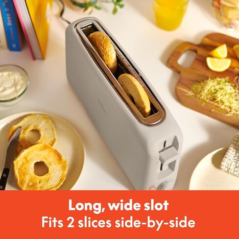 bella 2 Slice Slim Toaster, Fits-anywhere™ Kitchenware, 6 Setting Shade Control with Reheat & Cancel Buttons, Removable Crumb Tray, 10" Long Slot, Anti Jam & Auto Shutoff, 900 Watt, Oatmilk in Saudi Arabia
