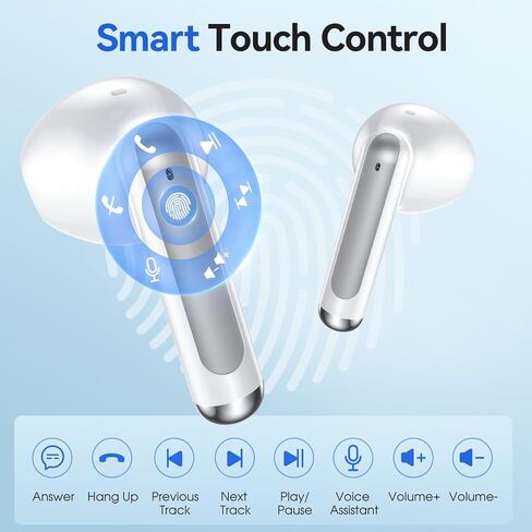 Wireless Earbuds Bluetooth 5.3 Headphones 40Hrs Playtime Bluetooth Earbuds Hi-Fi Stereo 4 ENC Mics, Wireless Headphones IPX7 Waterproof Wireless Earphones LED Display for iPhone and Android Black in Saudi Arabia