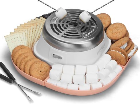 Smores Maker Tabletop Indoor Kit, Indoor Marshmallow Roaster, Flameless Electric S'mores Maker, Smores Maker with 4 Detachable Tray & Roasting Sticks, Gift for family & Date Night, Orange in Saudi Arabia