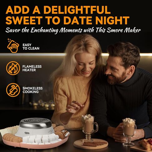 Smores Maker Tabletop Indoor Kit, Indoor Marshmallow Roaster, Flameless Electric S'mores Maker, Smores Maker with 4 Detachable Tray & Roasting Sticks, Gift for family & Date Night, Orange in Saudi Arabia