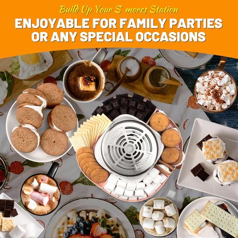 Smores Maker Tabletop Indoor Kit, Indoor Marshmallow Roaster, Flameless Electric S'mores Maker, Smores Maker with 4 Detachable Tray & Roasting Sticks, Gift for family & Date Night, Orange in Saudi Arabia