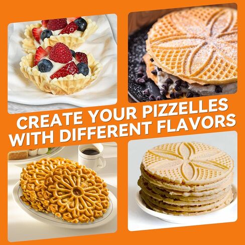 Baker's Friend Multi Pizzelle Maker Electric, Stroopwafel Iron, 4 x 4.5'' Pizzelle Waffle Cookies Maker with Temperature Control, Ideal for Holidays, Parties & More, Great Choice for Gift, Graphite in Saudi Arabia
