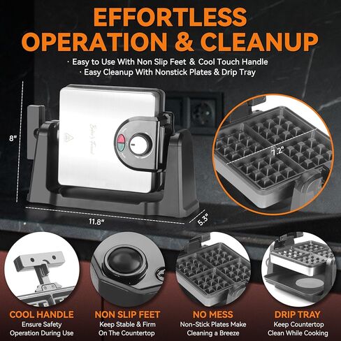 Baker's Friend Multi Pizzelle Maker Electric, Stroopwafel Iron, 4 x 4.5'' Pizzelle Waffle Cookies Maker with Temperature Control, Ideal for Holidays, Parties & More, Great Choice for Gift, Graphite in Saudi Arabia