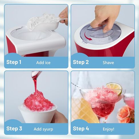 Snow Cone Shaved Ice Machine with 3 Reusable Plastic Cups, Table-Top Slushie Machine for Homemade Snow Cone, Snowballs, Frozen Cocktails and More, with Non-Slip Mat & Stainless Steel Blade in Saudi Arabia