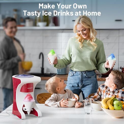 Snow Cone Shaved Ice Machine with 3 Reusable Plastic Cups, Table-Top Slushie Machine for Homemade Snow Cone, Snowballs, Frozen Cocktails and More, with Non-Slip Mat & Stainless Steel Blade in Saudi Arabia