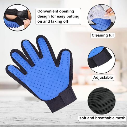 5PCS Dog Pet Grooming Tool Set Grooming Gloves, Universal Towel for Cats and Dogs, Nail Clipper, Straight Comb, Nail File, Convenient and Practical Pet Bathing Tools (Blue, X-Small) in Saudi Arabia