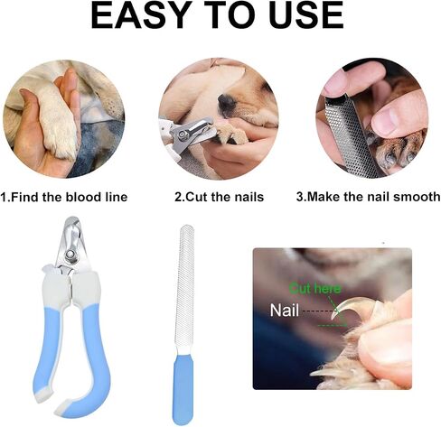 5PCS Dog Pet Grooming Tool Set Grooming Gloves, Universal Towel for Cats and Dogs, Nail Clipper, Straight Comb, Nail File, Convenient and Practical Pet Bathing Tools (Blue, X-Small) in Saudi Arabia