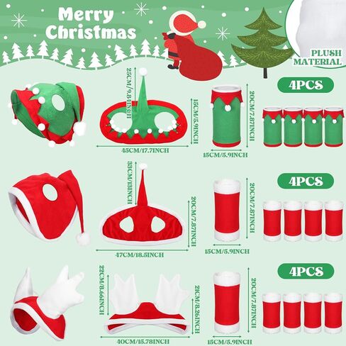 15 Pcs Christmas Horse Accessory Includes 12 Pcs Christmas Horse Leg Wraps Standing Wraps and 3 Pcs Christmas Santa Hat Horse Cap for Holiday Christmas Horse Costume Accessories in Saudi Arabia