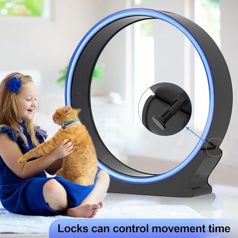 عجلة القطط الذكية من homegroove، عجلات كبيرة للقطط مقاس 42 بوصة ارتفاعًا للقطط الداخلية، عجلة تمرين للقطط مع مدرج مفروش بالسجاد لحياة أطول لكيتي (الإصدار الأقصى (مع التطبيق الذكي) - LED باللونين الأسود والأزرق) in Saudi Arabia