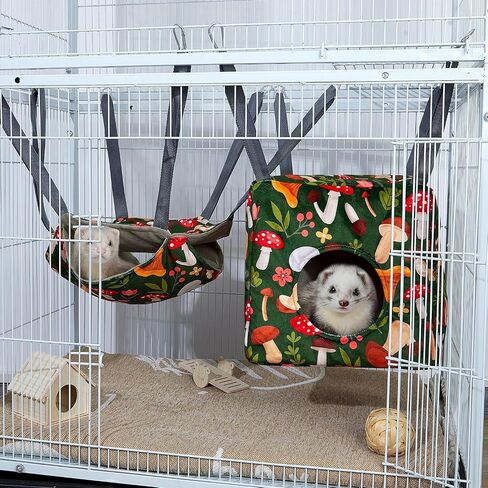 Glittme Ferret Hammock 4 Pack Ferret Cage Accessories Washable Rat Hammock on Ferret Cage Soft Guinea Pig Hammock for Ferrets, Rat, Sugar Glider, Squirrel, Guinea Pig in Saudi Arabia