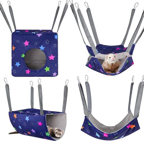Glittme Ferret Hammock 4 Pack Ferret Cage Accessories Washable Rat Hammock on Ferret Cage Soft Guinea Pig Hammock for Ferrets, Rat, Sugar Glider, Squirrel, Guinea Pig in Saudi Arabia