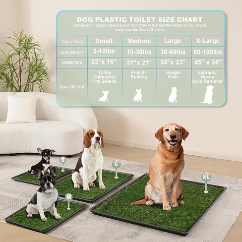 Dog Grass Pad with Tray Large 34’’×23’’, Dog Potty with Ultra-Absorbent Artificial Grass for Dogs with Hemmed Edge, Pee Pads for Dogs, Realistic, Odor Free, Dog Litter Box for Balcony in Saudi Arabia