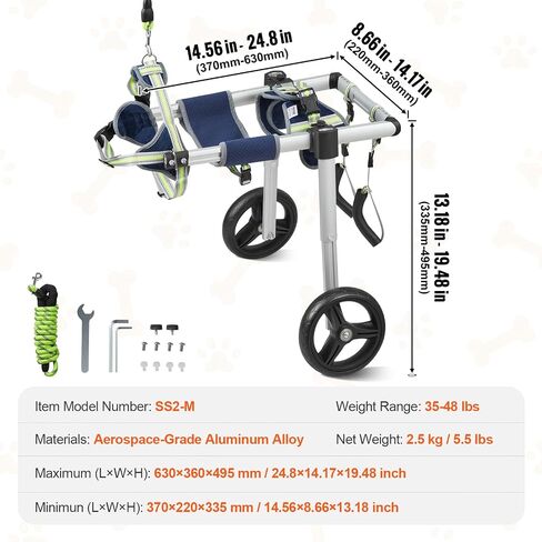 VEVOR 2 Wheels Dog Wheelchair for Back Legs in Saudi Arabia