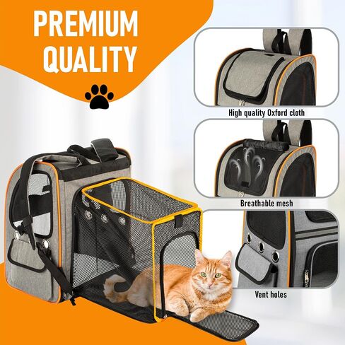حقيبة ظهر S4LTHER'S Cat قابلة للتوسيع - حامل حقيبة ظهر للقطط مع فرشاة إزالة الشعر - حقيبة ظهر حامل للقطط شبكية قابلة للتنفس - حامل حقيبة ظهر للحيوانات الأليفة للكلاب الصغيرة حتى 17 رطلاً - حامل حقيبة ظهر للكلاب من الأكريليك in Saudi Arabia