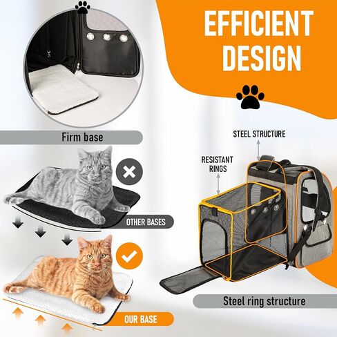 حقيبة ظهر S4LTHER'S Cat قابلة للتوسيع - حامل حقيبة ظهر للقطط مع فرشاة إزالة الشعر - حقيبة ظهر حامل للقطط شبكية قابلة للتنفس - حامل حقيبة ظهر للحيوانات الأليفة للكلاب الصغيرة حتى 17 رطلاً - حامل حقيبة ظهر للكلاب من الأكريليك in Saudi Arabia