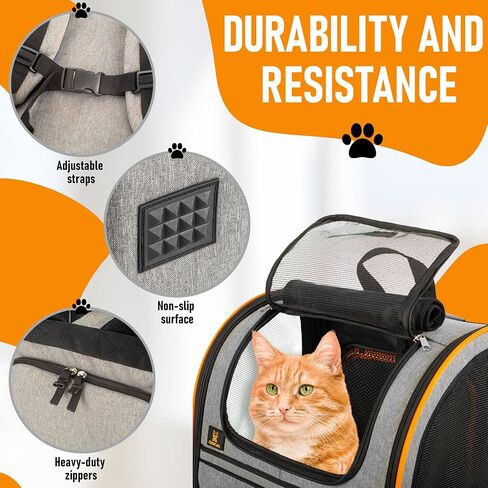 حقيبة ظهر S4LTHER'S Cat قابلة للتوسيع - حامل حقيبة ظهر للقطط مع فرشاة إزالة الشعر - حقيبة ظهر حامل للقطط شبكية قابلة للتنفس - حامل حقيبة ظهر للحيوانات الأليفة للكلاب الصغيرة حتى 17 رطلاً - حامل حقيبة ظهر للكلاب من الأكريليك in Saudi Arabia