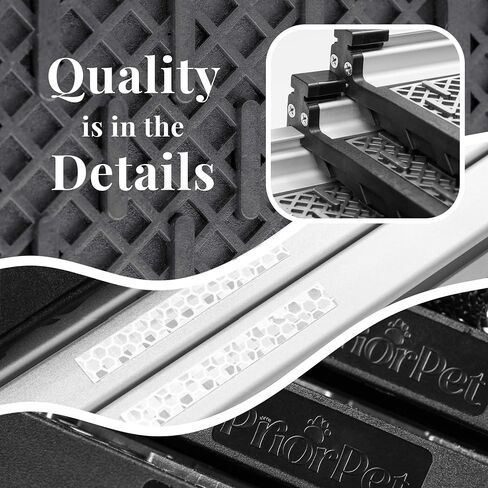 Dog Ramp for Car - Anti-Slip Dog Car Ramp for Large Dogs SUV - Stable 250LBS Capacity - Telescoping Pet Ramp for Car - Portable - Night Safety Reflective Sides - Fixing Clip - Black in Saudi Arabia