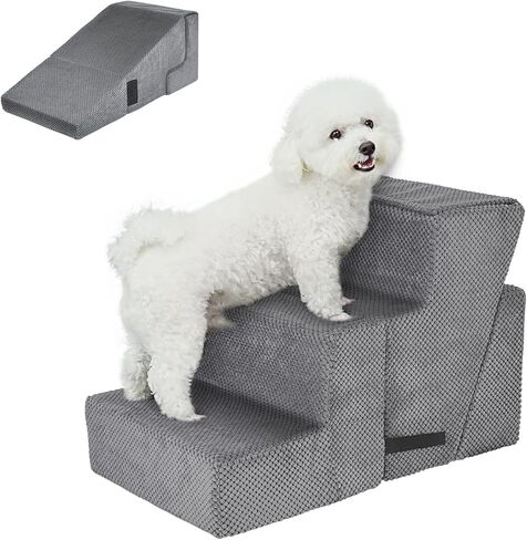 سلالم الكلاب 3 في 1 من Supet للكلاب الصغيرة لتجلس على السرير، منحدر للكلاب للأريكة والسرير، خطوات للكلاب للسرير مع قاعدة غير قابلة للانزلاق وغطاء قابل للغسل، سلالم الحيوانات الأليفة in Kuwait