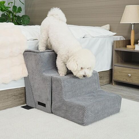 سلالم الكلاب 3 في 1 من Supet للكلاب الصغيرة لتجلس على السرير، منحدر للكلاب للأريكة والسرير، خطوات للكلاب للسرير مع قاعدة غير قابلة للانزلاق وغطاء قابل للغسل، سلالم الحيوانات الأليفة in Kuwait