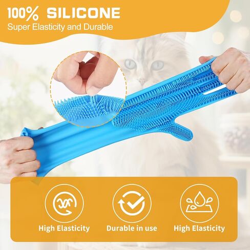 Pet Beauty Gloves, Heat-Resistant Silicone, 5 Finger Design for Bathing and Massaging Dogs and Cats (Cherry Blossom Powder) in Saudi Arabia