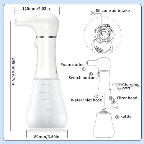 Electric Foaming Soap Dispenser,IPX7 Dog Shampoo Sprayer,400ML Capacity Pet Shower Bath Supplies Automatic Foaming Machine for Dog Deep Cleaning,Kitchen Dish Wash,Bathroom Floor Wash,Window Cleaning in Saudi Arabia
