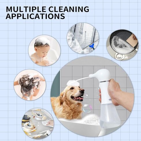 Electric Foaming Soap Dispenser,IPX7 Dog Shampoo Sprayer,400ML Capacity Pet Shower Bath Supplies Automatic Foaming Machine for Dog Deep Cleaning,Kitchen Dish Wash,Bathroom Floor Wash,Window Cleaning in Saudi Arabia
