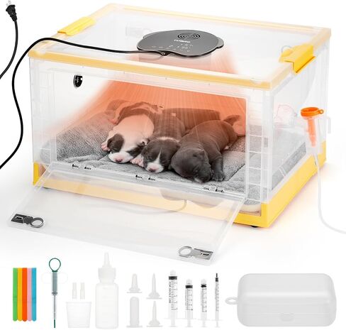 TURBRO 85L Pet Incubator, Precision Temperature Control for Puppy & Kitten Care, with Adjustable Fan Speed, Multifunctional LED Panel, Respiratory Support Nebulizer, Humidity Monitoring in Saudi Arabia