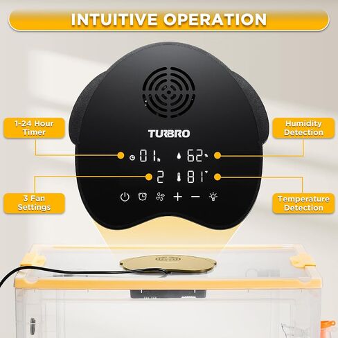 TURBRO 85L Pet Incubator, Precision Temperature Control for Puppy & Kitten Care, with Adjustable Fan Speed, Multifunctional LED Panel, Respiratory Support Nebulizer, Humidity Monitoring in Saudi Arabia
