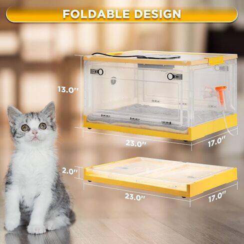 TURBRO 85L Pet Incubator, Precision Temperature Control for Puppy & Kitten Care, with Adjustable Fan Speed, Multifunctional LED Panel, Respiratory Support Nebulizer, Humidity Monitoring in Saudi Arabia