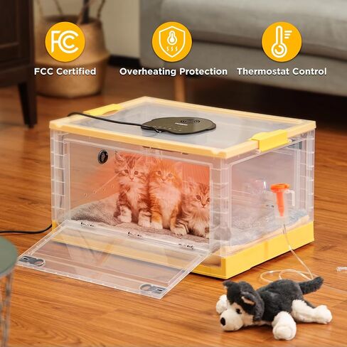 TURBRO 85L Pet Incubator, Precision Temperature Control for Puppy & Kitten Care, with Adjustable Fan Speed, Multifunctional LED Panel, Respiratory Support Nebulizer, Humidity Monitoring in Saudi Arabia