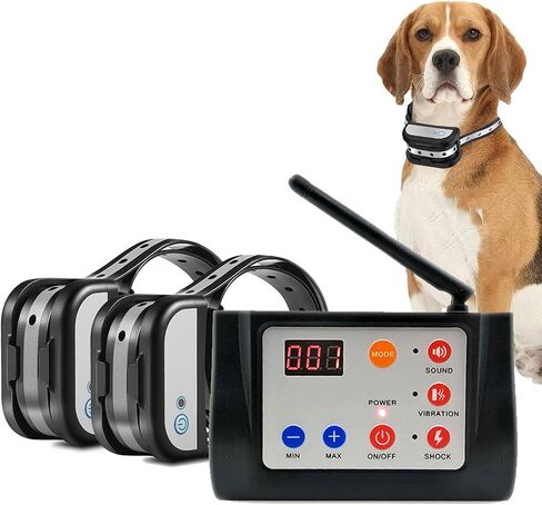 Electric Wireless Dog Fence System, Pet Containment System with Waterproof and Rechargeable Training Collar Receiver for 2 Dogs Pets Container Boundary (Black) in Saudi Arabia