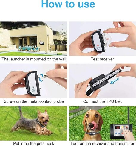 Electric Wireless Dog Fence System, Pet Containment System with Waterproof and Rechargeable Training Collar Receiver for 2 Dogs Pets Container Boundary (Black) in Saudi Arabia