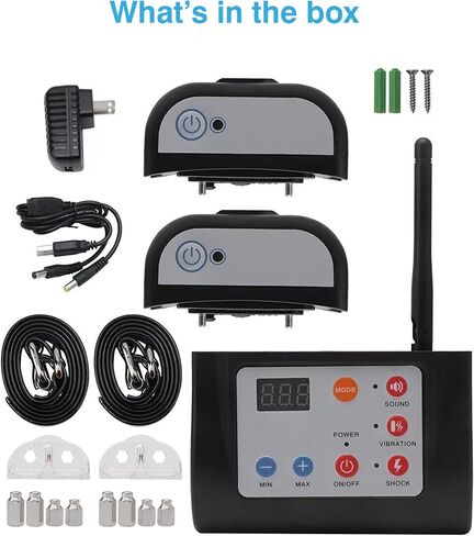 Electric Wireless Dog Fence System, Pet Containment System with Waterproof and Rechargeable Training Collar Receiver for 2 Dogs Pets Container Boundary (Black) in Saudi Arabia