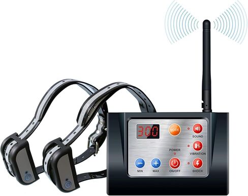 Electric Wireless Dog Fence System, Pet Containment System with Waterproof and Rechargeable Training Collar Receiver for 2 Dogs Pets Container Boundary (Black) in Saudi Arabia