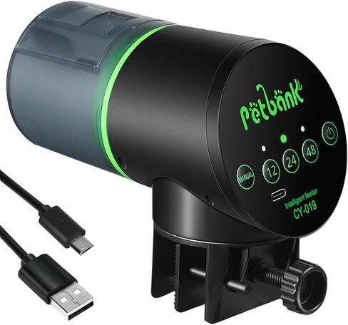 Automatic Fish Feeder for Aquarium - Rechargeable Fish Food Auto Dispenser Vacation Turtle Feeder with USB Charger Cable，LCD Screen, Customized Schedule in Kuwait