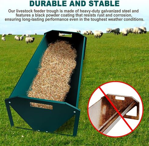 Livestock Feeding Trough 45", Heavy Duty 22 Gallon Capacity Livestock Trough, Galvanized Steel Sheep Feeder Trough for Horse, Goat, Sheep, Cattle, Cow, Pig, Alpaca in Saudi Arabia