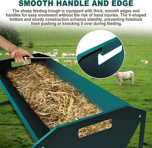 Livestock Feeding Trough 45", Heavy Duty 22 Gallon Capacity Livestock Trough, Galvanized Steel Sheep Feeder Trough for Horse, Goat, Sheep, Cattle, Cow, Pig, Alpaca in Saudi Arabia