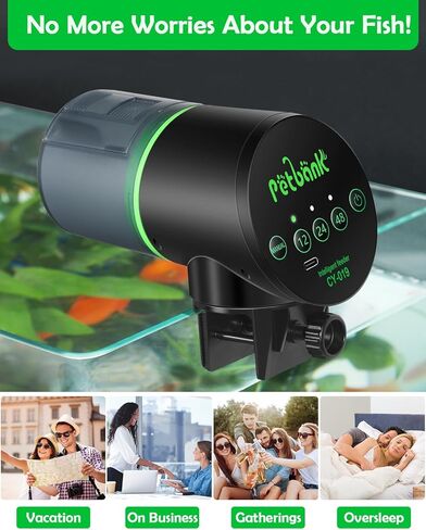 Automatic Fish Feeder for Aquarium - Rechargeable Fish Food Auto Dispenser Vacation Turtle Feeder with USB Charger Cable，LCD Screen, Customized Schedule in Kuwait